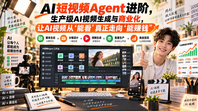 AI短视频Agent进阶，生产级AI视频生成与商业化，让AI视频从”能看”真正走向”能賺钱”-米壳知道—知识分享平台