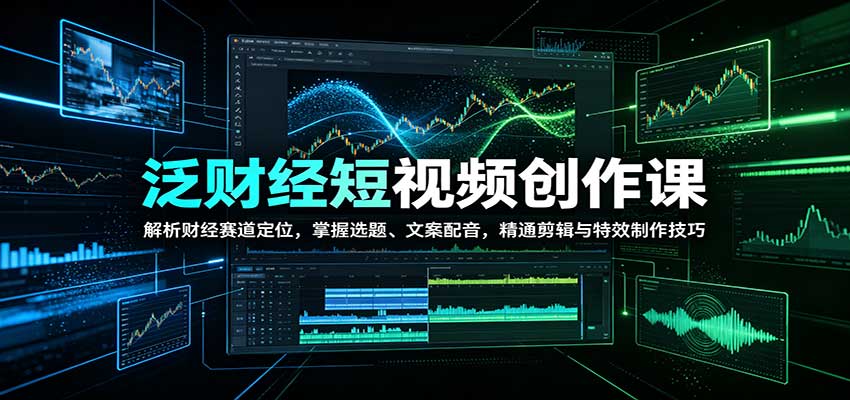泛财经短视频创作课：解析财经赛道定位，掌握选题、文案配音，精通剪辑与特效制作技巧-米壳知道—知识分享平台