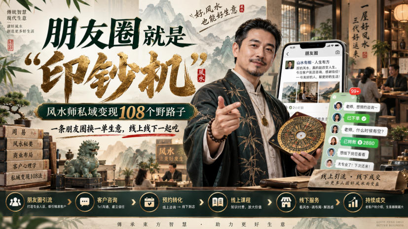 朋友圈就是“印钞机”，风水师私域变现108个野路子，一条朋友圈换一单生意，线上线下一起吃【文档】-米壳知道—知识分享平台
