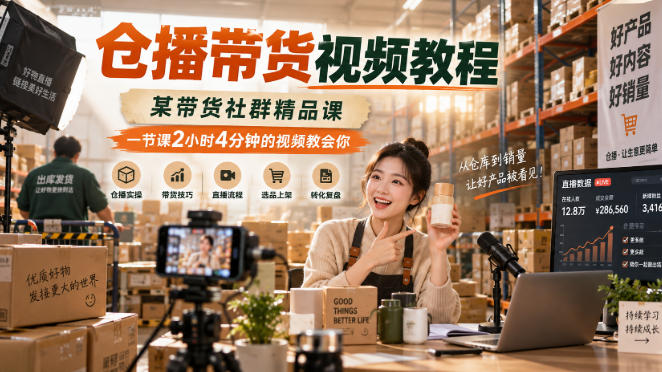 仓播带货视频教程，某带货社群精品课，一节课2小时4分钟的视频教会你-米壳知道—知识分享平台