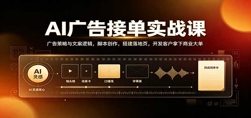 AI广告接单实战：广告策略与文案逻辑，脚本创作，搭建落地页，开发客户拿下商业大单-米壳知道—知识分享平台