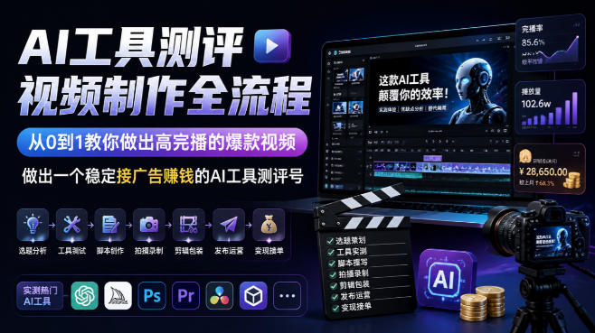 AI工具测评视频制作全流程，从0到1教你做出高完播的爆款视频，做出一个稳定接广告賺钱的AI工具测评号-米壳知道—知识分享平台