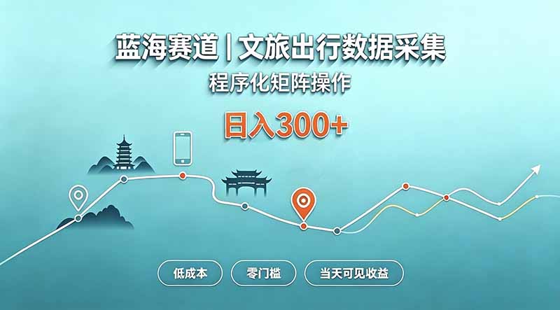 蓝海赛道 文旅出行数据采集 程序化矩阵操作 低成本 零门槛 当天可见收益 日入300+-米壳知道—知识分享平台