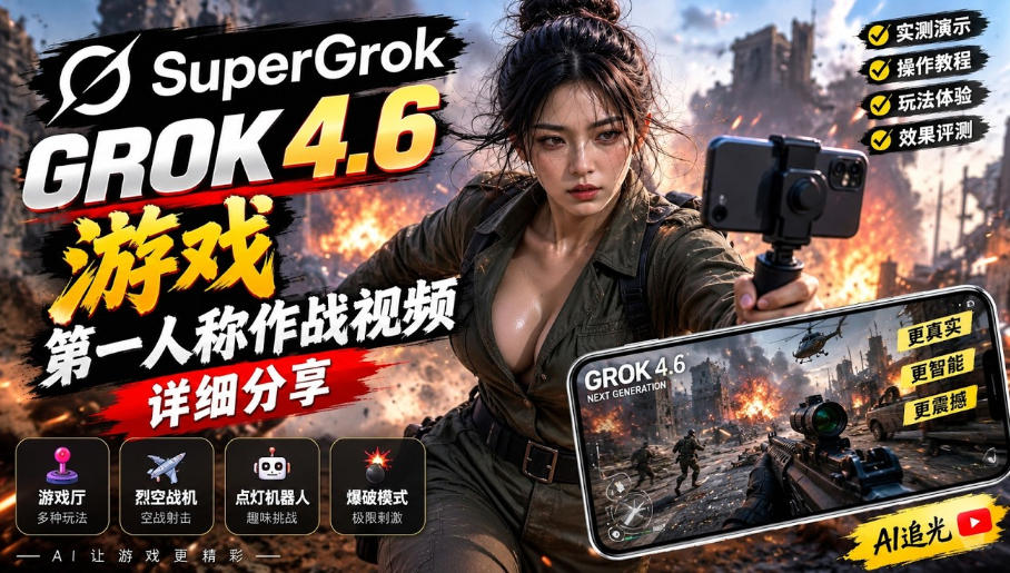 Grok 4.6也能做游戏？第一人称作战视频实测｜玩法详细讲解-米壳知道—知识分享平台