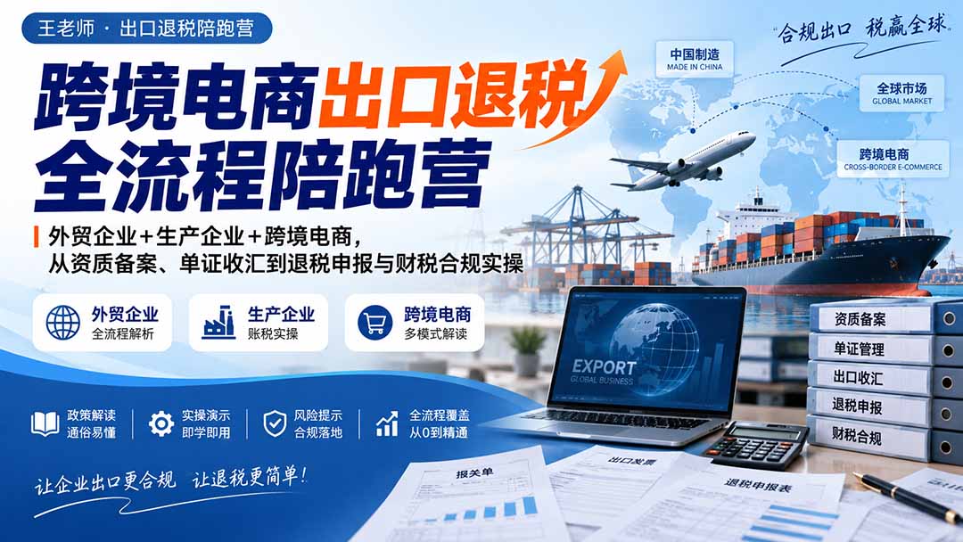 跨境电商出口退税全流程陪跑营｜外贸企业+生产企业+跨境电商，从资质备案、单证收汇到退税申报与财税合规实操-米壳知道—知识分享平台