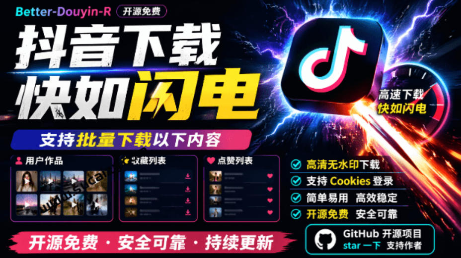 超级好用！抖音视频下载神器，支持批量下载用户作品收藏列表和点赞列表，开源完全免费Better-douyin-R-米壳知道—知识分享平台