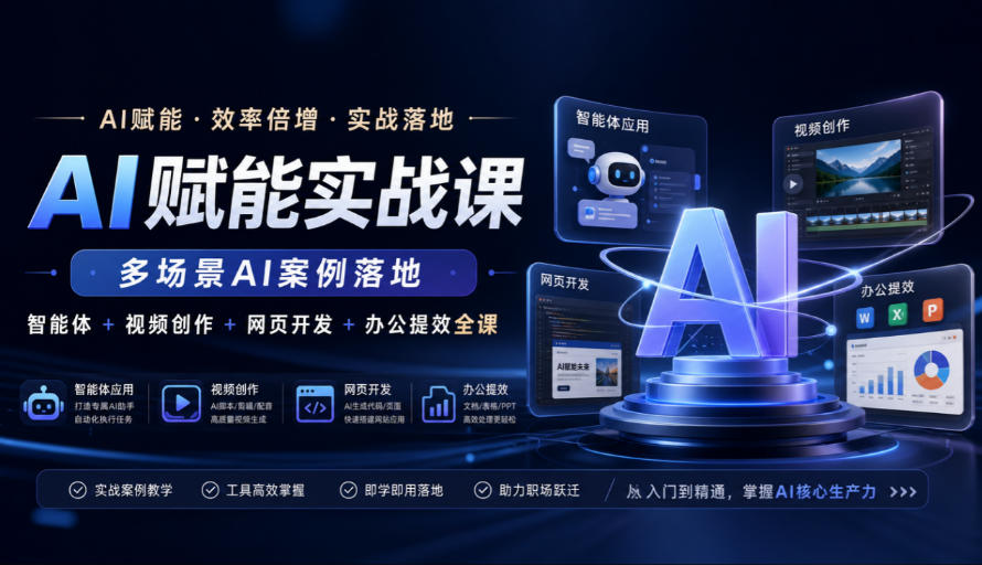AI赋能实战课，多场景AI案例落地，智能体+视频创作+网页开发+办公提效全课-米壳知道—知识分享平台
