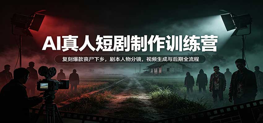 AI真人短剧制作训练营:复刻爆款丧尸下乡,剧本人物分镜,视频生成与后期全流程-米壳知道—知识分享平台