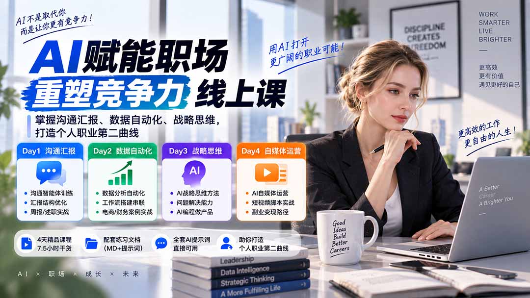 AI职场提效与第二曲线实战课-无水印：学习沟通汇报、数据工作流和战略思维，掌握AI编程做产品及自媒体运营方法-米壳知道—知识分享平台