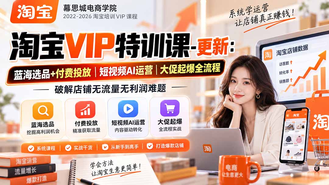 淘宝VIP特训课-更新0917:蓝海选品+付费投放|短视频AI运营|大促起爆全流程,破解店铺无流量无利润难题-米壳知道—知识分享平台