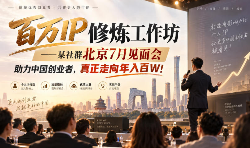 百万IP修炼工作坊——某社群北京7月见面会,助力中国创业者,真正走向年入百W!-米壳知道—知识分享平台