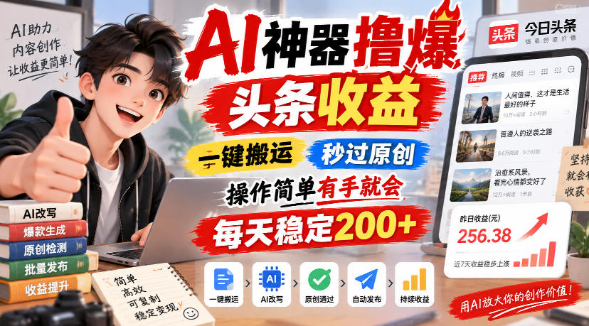 AI神器撸爆头条收益，一键搬运，秒过原创，操作简单有手就会，每天稳定200+【揭秘】-米壳知道—知识分享平台