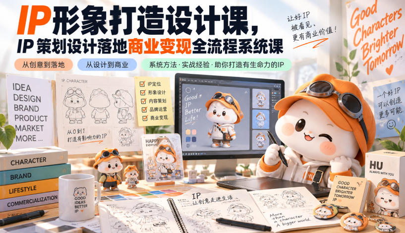 IP形象打造设计课，IP策划设计落地商业变现全流程系统课-米壳知道—知识分享平台