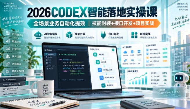 2026Codex智能落地实操课，全场景业务自动化提效，技能封装+接口开发+项目实战-米壳知道—知识分享平台