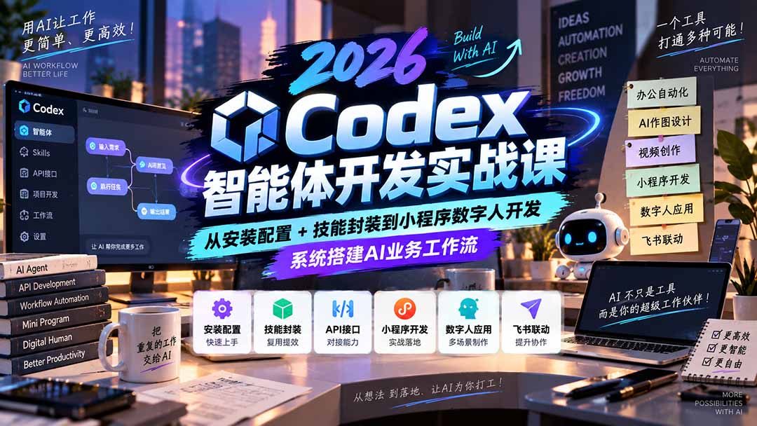 2026Codex智能体开发实战课：从安装配置+技能封装到小程序数字人开发，系统搭建AI业务工作流-米壳知道—知识分享平台