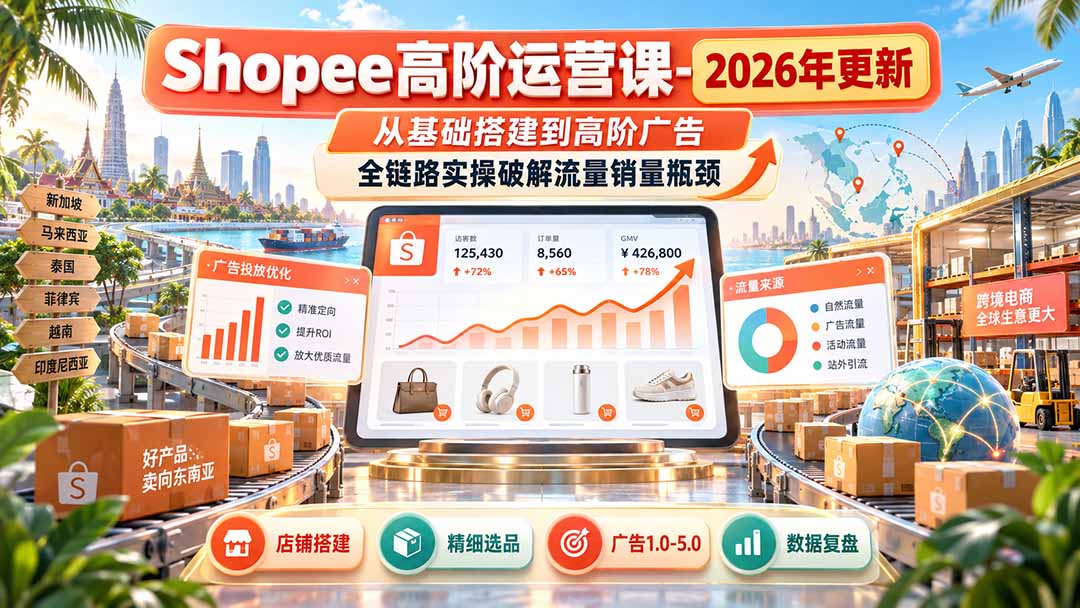 Shopee高阶运营课-更新9月，从基础搭建到高阶广告，全链路实操破解流量销量瓶颈-米壳知道—知识分享平台