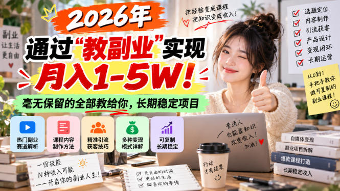 2026年通过“教副业”实现月入1-5W！毫无保留的全部教给你，长期稳定项目【揭秘】-米壳知道—知识分享平台