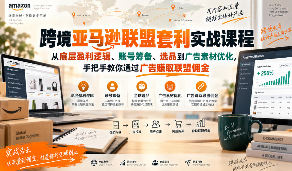 跨境亚马逊联盟套利实战课程，从底层盈利逻辑、账号筹备、选品到广告素材优化，手把手教你通过广告賺取联盟佣金-米壳知道—知识分享平台