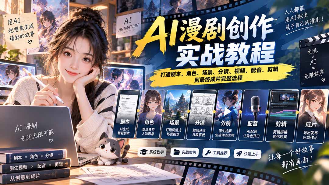 2026 AI漫剧创作实战教程：打通剧本、角色、场景、分镜、视频、配音、剪辑到最终成片完整流程-米壳知道—知识分享平台