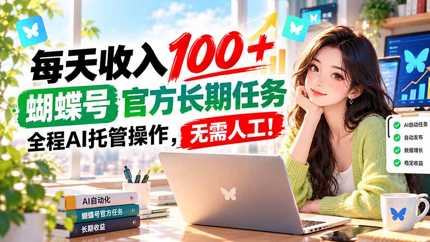 每天收入100＋， 蝴蝶号官方长期任务， 全程ai托管操作，无需人工！-米壳知道—知识分享平台