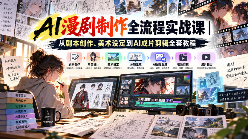 AI漫剧制作全流程实战课｜从剧本创作、美术设定到AI成片剪辑全套教程​-米壳知道—知识分享平台