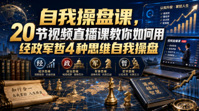 【无水印】自我操盘课，20节视频直播课教你如何用经政军哲4种思维自我操盘(更新0924)-米壳知道—知识分享平台