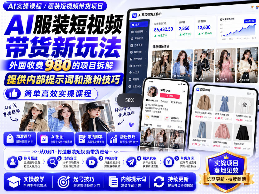 外面收费980AI快手带货系统课程，内部课程首次外放，操作简单高效，一分钟一条爆款视频-米壳知道—知识分享平台