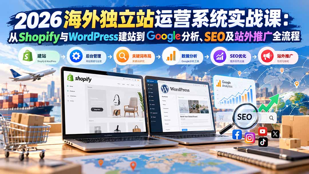 2026海外独立站运营系统实战课：从Shopify与WordPress建站到Google分析、SEO及站外推广全流程-米壳知道—知识分享平台