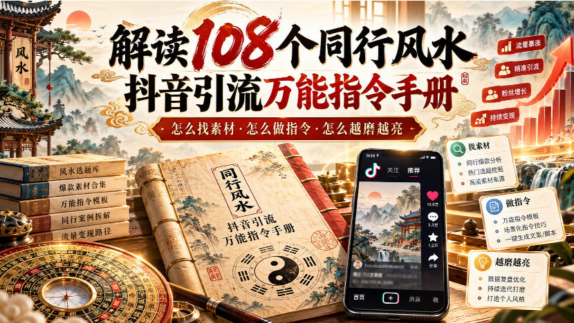 解读108个同行风水抖音引流万能指令手册,怎么找素材·怎么做指令·怎么越磨越亮【文档】-米壳知道—知识分享平台