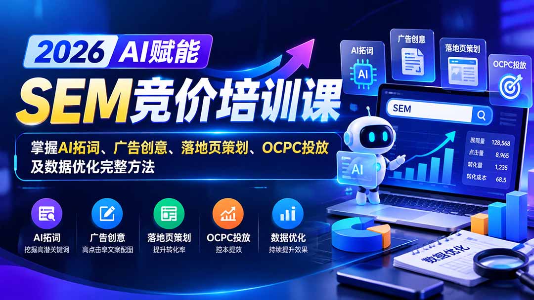 【无水印】2026AI赋能SEM竞价培训课：掌握AI拓词、广告创意、落地页策划、OCPC投放及数据优化完整方法-米壳知道—知识分享平台