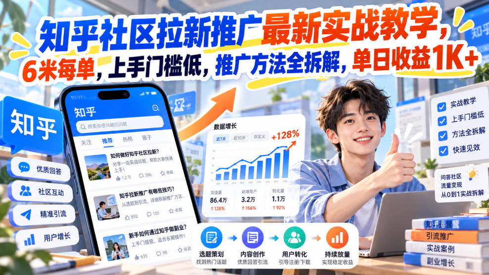 知乎社区拉新推广最新实战教学，6米每单，上手门槛低，推广方法全拆解，单日收益1K+！(更新0930)-米壳知道—知识分享平台
