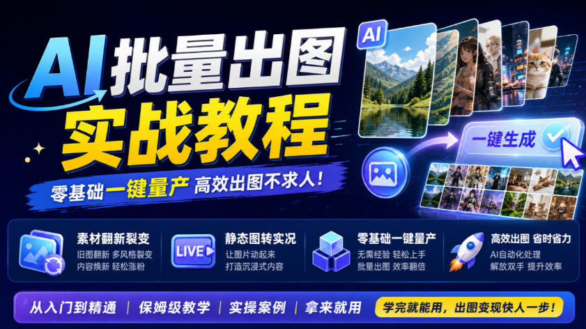 AI批量出图实战教程，素材翻新裂变，静态图转实况，零基础一键量产-米壳知道—知识分享平台