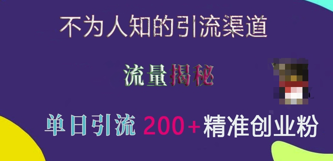 不为人知的引流渠道，流量揭秘，实测单日引流200+精准创业粉【揭秘】-米壳知道—知识分享平台