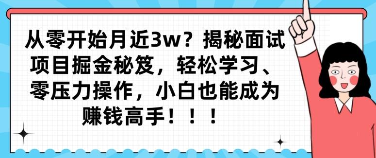 从零开始月近3w？揭秘面试项目掘金秘笈，轻松学习、零压力操作，小白也能成为赚钱高手-米壳知道—知识分享平台