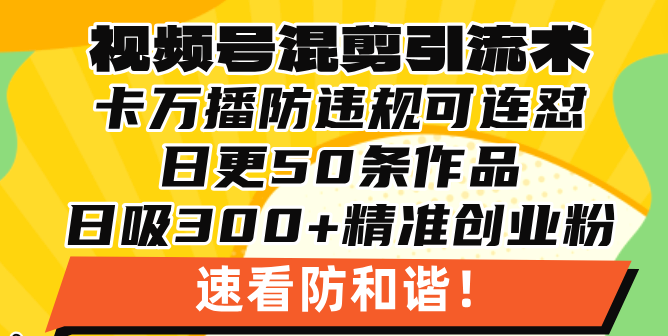 视频号混剪引流技术，500万播放引流17000创业粉，操作简单当天学会-米壳知道—知识分享平台