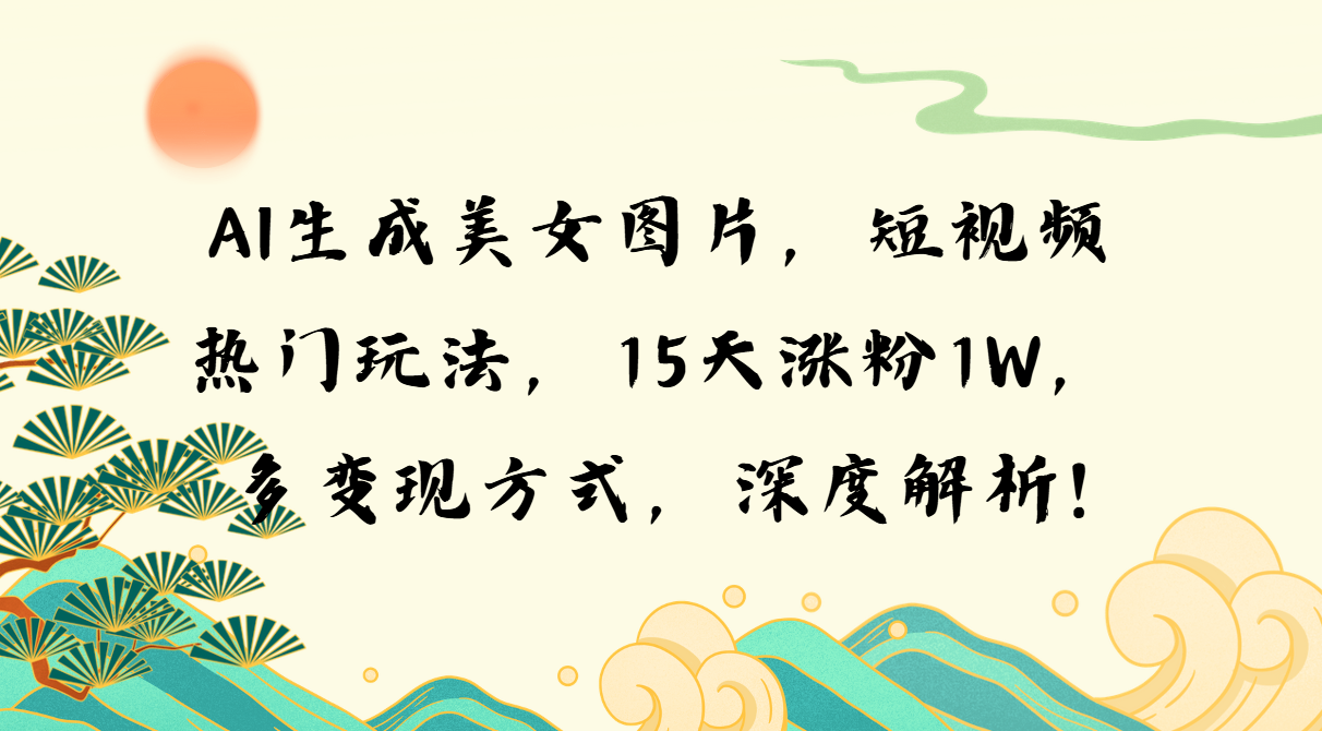 AI生成美女图片，短视频热门玩法，15天涨粉1W，多变现方式，深度解析!-米壳知道—知识分享平台