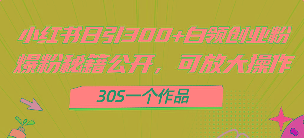 小红书日引300+高质白领创业粉，可放大操作，爆粉秘籍！30s一个作品-米壳知道—知识分享平台