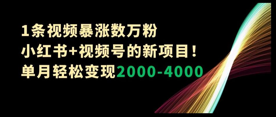 1条视频暴涨数万粉–小红书+视频号的新项目！单月轻松变现2000-4000【揭秘】-米壳知道—知识分享平台