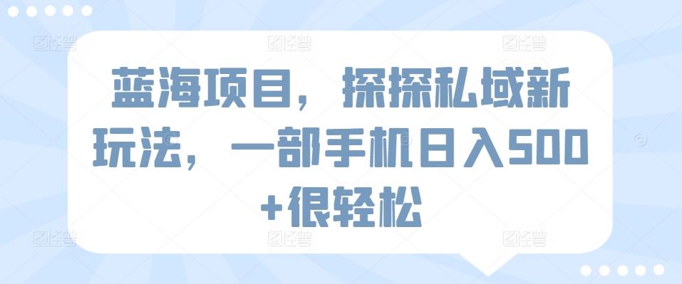 蓝海项目，探探私域新玩法，一部手机日入500+很轻松【揭秘】-米壳知道—知识分享平台