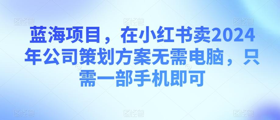 蓝海项目，在小红书卖2024年公司策划方案无需电脑，只需一部手机即可-米壳知道—知识分享平台