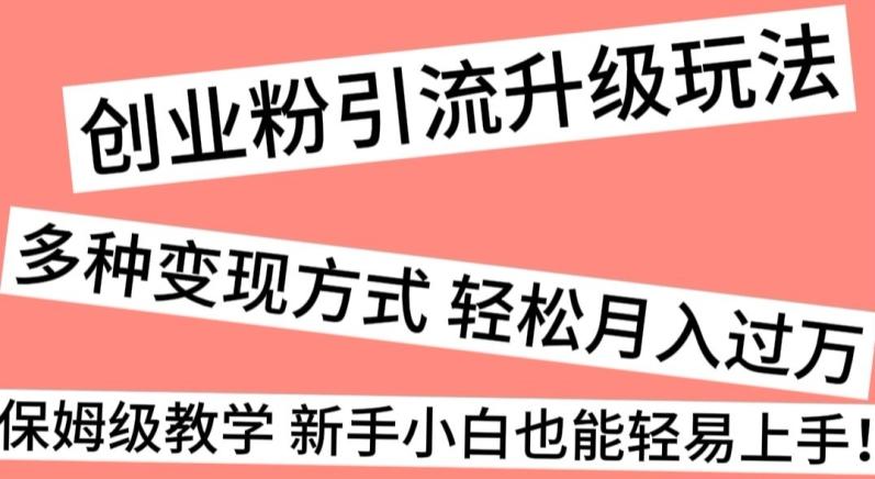 创业粉引流升级玩法，多种变现方式轻松月入过万，保姆级教学新手小白也能轻易上手！-米壳知道—知识分享平台