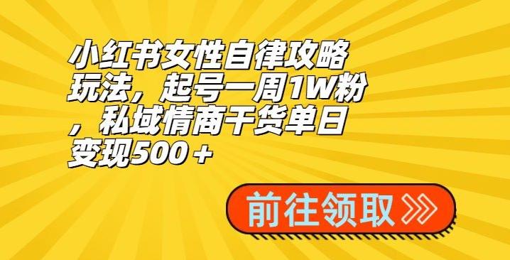 小红书女性自律攻略玩法，起号一周1W粉，私域情商干货单日变现500＋-米壳知道—知识分享平台