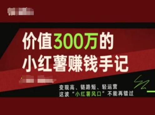 价值300万的小红书赚钱手记，变现高、链路短、轻运营，这波“小红薯风口”不能再错过-米壳知道—知识分享平台