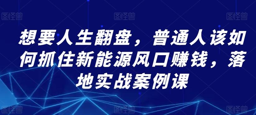 想要人生翻盘，普通人该如何抓住新能源风口赚钱，落地实战案例课-米壳知道—知识分享平台