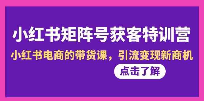 小红书矩阵号获客特训营-第10期，小红书电商的带货课，引流变现新商机-米壳知道—知识分享平台