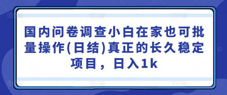 国内问卷调查小白在家也可批量操作(日结)真正的长久稳定项目，日入1k【揭秘】-米壳知道—知识分享平台