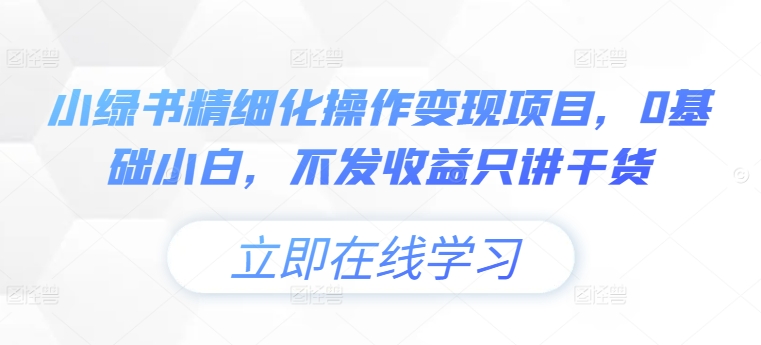 小绿书精细化操作变现项目，0基础小白，不发收益只讲干货-米壳知道—知识分享平台