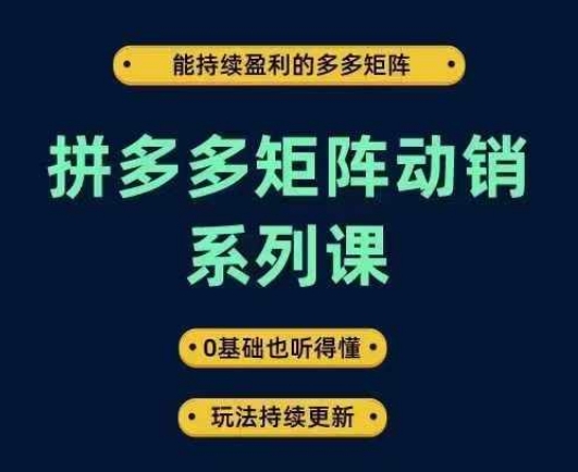 拼多多矩阵动销系列课，能持续盈利的多多矩阵，0基础也听得懂，玩法持续更新-米壳知道—知识分享平台