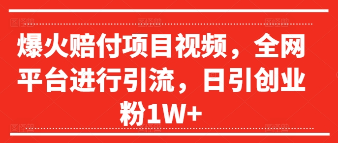 爆火赔付项目视频，全网平台进行引流，日引创业粉1W+【揭秘】-米壳知道—知识分享平台