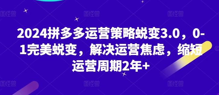 2024拼多多运营策略蜕变3.0，0-1完美蜕变，解决运营焦虑，缩短运营周期2年+-米壳知道—知识分享平台